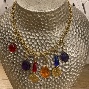 Colorful necklace with beads with coins